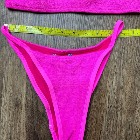 Banana Moon Teen NWOT Two Piece Bikini Top High Waist Smocked Set Pink Sz 4 - Picture 3 of 9
